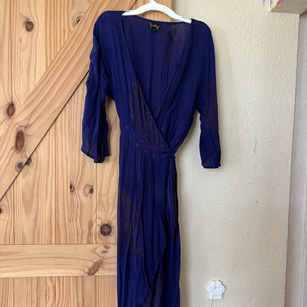 Purple Printed Wrap Dress